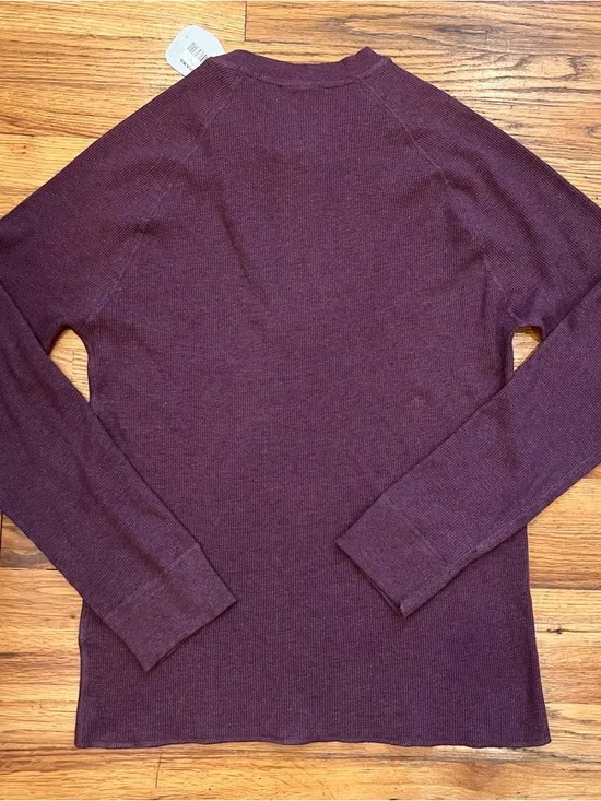 Prana Men’s Long-Sleeve Cotton Waffle Knit Maroon Plum Cotton Blend Henley M NWT - Picture 2 of 7